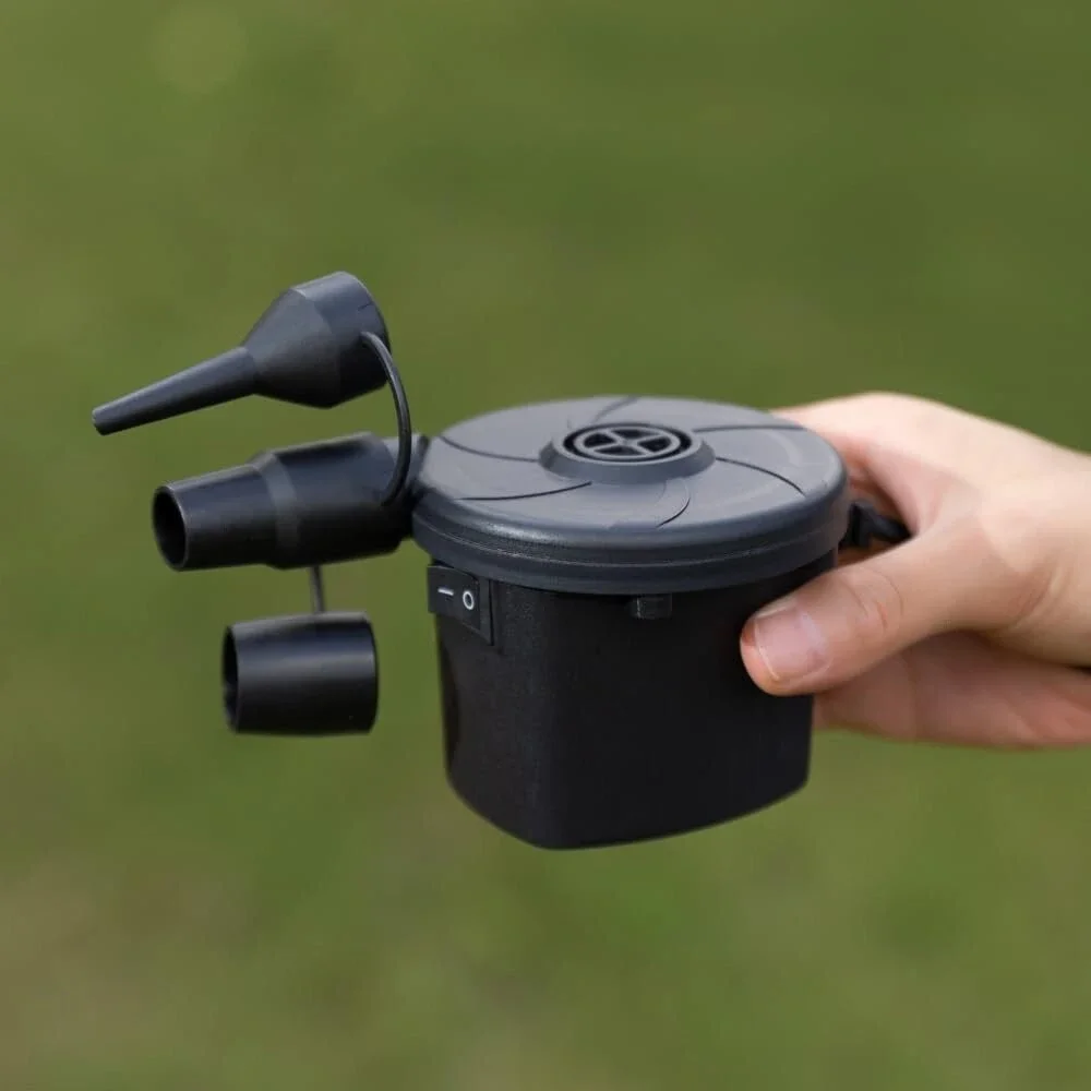 Portable Electric Air Pump DC AC Dual Adapter Quick Inflator Deflator w/Nozzles